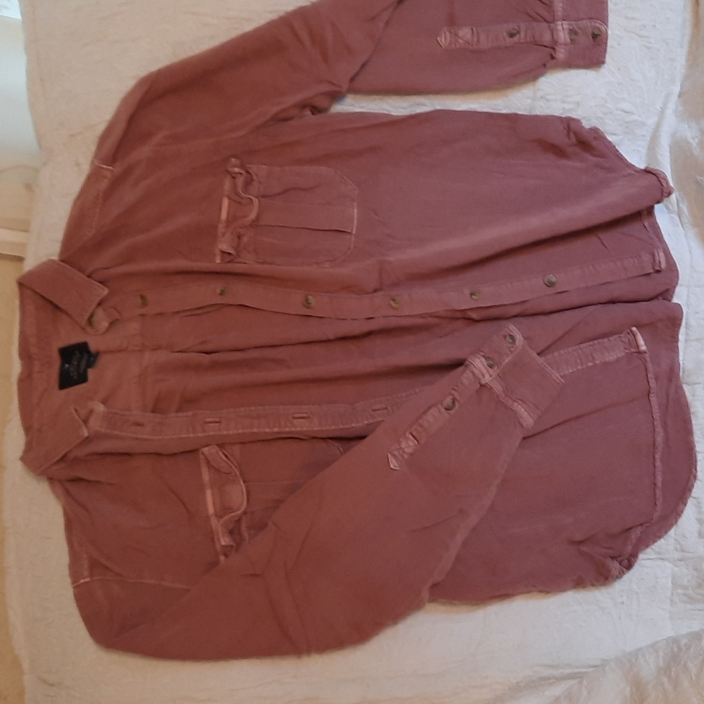 AEO Vintage Boyfriend Red Button Up